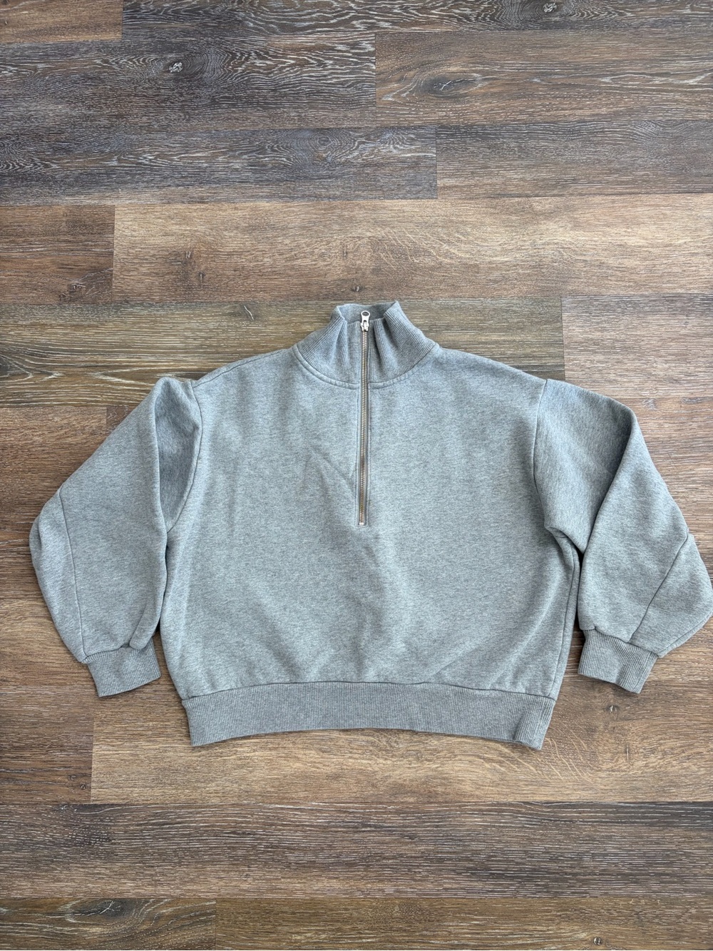 Everlane grey half zip mock neck sweatshirt cotton blend size S